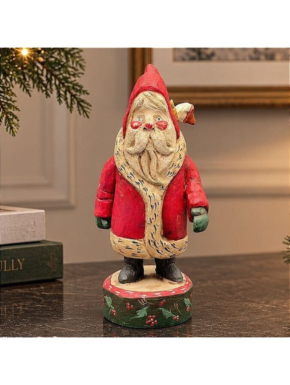 Vintage House of Hatten Handcrafted Santa Figurine With Goose Basket 1988 - 11"